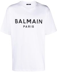 Balmain - Cotton T-shirt With Front Printed Logo - Lyst