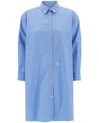 Jil Sander - Long Light Striped Shirt With Logo Embroidery - Lyst