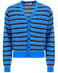 Marni - Striped Wool And Mohair Cardigan - Lyst