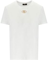 Elisabetta Franchi - White Jersey T-shirt With Logo - Lyst