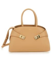 Ferragamo - 'Hug Small' Shoulder Bag With Logo And Gancini Buckle - Lyst