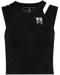 Y-3 - Logo-print Cropped Performance Top - Lyst