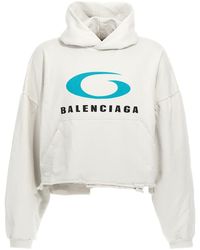 Balenciaga - Cropped Cotton Logo Hoodie Sweatshirt - Lyst