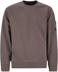 C.P. Company - Fleece Crew-Neck Sweatshirt With Diagonal Lenses - Lyst