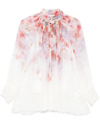 Zimmermann - "Crush" Blouse With Floral Print And Draped Design - Lyst