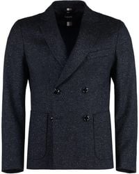 BOSS - Double-breasted Virgin Wool Jacket - Lyst