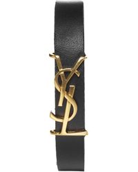 Saint Laurent - Ysl Logo Leather Bracelet - Lyst