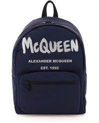Alexander McQueen Metropolitan Backpack With Graffiti Logo - Blue
