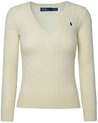 Polo Ralph Lauren - Cream Cashmere Blend Kimberly Sweater - Lyst