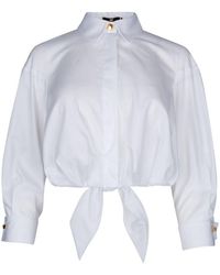Elisabetta Franchi - Poplin Crop Shirt - Lyst