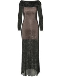 Self-Portrait - Rhinestone Dress In Black Polyester - Lyst