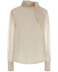 Brunello Cucinelli - Silk Blouse With Lavallière - Lyst