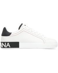 Dolce & Gabbana - Logo Portofino Leather Low-Top Trainers - Lyst