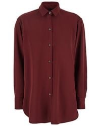 Plain - Bordeaux Shirt With Classic Collar - Lyst