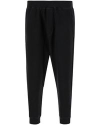 DSquared² - Black Jogger Pants With Rear Logo Print In Cotton Man - Lyst