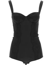Dolce & Gabbana Balconette Silk And Lace Body - Black