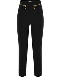 Elisabetta Franchi - Straight Crepe Trousers With Zip - Lyst