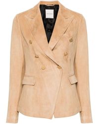 Tagliatore - Leather Double-breasted Jacket - Lyst
