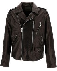 Giorgio Brato - Black Zip-up Biker Jacket In Smooth Leather Man - Lyst