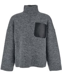JW Anderson - Sweater With High Neck And One Front Patch Leather Pocket - Lyst