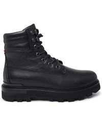 Moncler - Peka Black Leather Lace-up Boots - Lyst