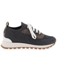 Brunello Cucinelli - Sparkling Knit Sneakers - Lyst