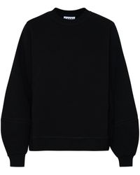 Ganni - Black Cotton Blend Sweatshirt - Lyst