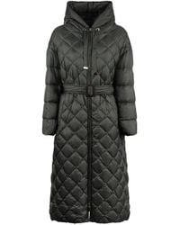 Max Mara - Long Rhombus Down Jacket With Hood - Lyst