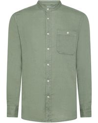 Woolrich - Linen Shirt With Mandarin Collar - Lyst