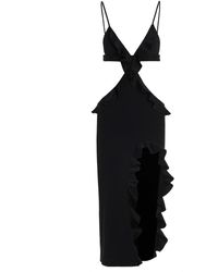 David Koma - Ruffle-trimmed Asymmetrical Cutout Midi Dress - Lyst