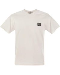 Stone Island - Short-sleeved T-shirt With Compass Logo Patch - Lyst