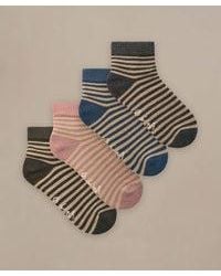 BAM Clothing - Quarter Crop Stripe Trainer Socks 4Pk Oat Milk - Lyst