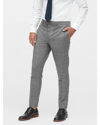 Banana Republic Slim Tapered Italian Wool Plaid Suit Pant - Gray