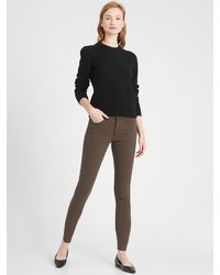 banana republic jeans plaid petite rise skinny jean mid brown