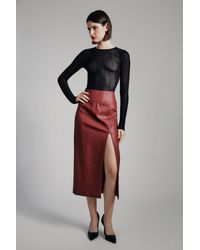 Bardot - Dante Vegan Leather Midi Skirt - Lyst