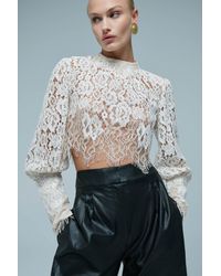 Bardot - Georgia Long Sleeve Lace Top - Lyst