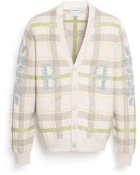 Barrie - V-neck Cashmere Cardigan With Tartan Pattern And B Logo - Lyst