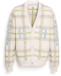 Barrie - V-neck Cashmere Cardigan With Tartan Pattern And B Logo - Lyst