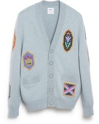 Barrie - V-neck Cardigan With Scottish Symbols In Cashmere - Lyst
