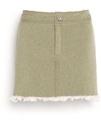 Barrie - Denim Fringed Cashmere And Cotton Miniskirt - Lyst