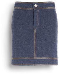 Barrie - Denim Cashmere And Cotton Skirt - Lyst