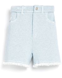 Barrie - Denim Fringed Cashmere And Cotton Shorts - Lyst
