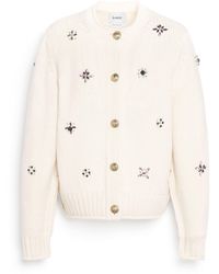 Barrie - Chunky Cashmere Cardigan With Gold Buttons With Embroidery - Lyst