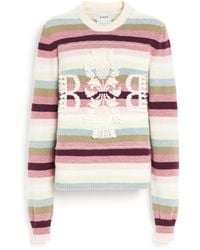Barrie - Striped Cashmere 3d Logo Round-neck Jumper - Lyst