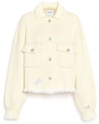 Barrie - Denim Fringed Cashmere And Cotton Jacket - Lyst