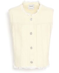 Barrie - Denim Fringed Cashmere And Cotton Sleeveless Jacket - Lyst