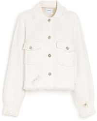 Barrie - Denim Fringed Cashmere And Cotton Jacket - Lyst
