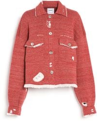 Barrie - Denim Fringed Cashmere And Cotton Jacket - Lyst