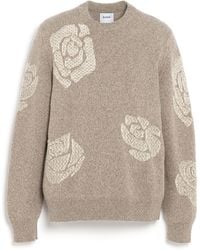 Barrie - Round-neck Cashmere Jumper With Roses Motif - Lyst