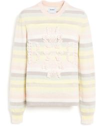 Barrie - Striped Cashmere 3d Logo Round-neck Jumper - Lyst